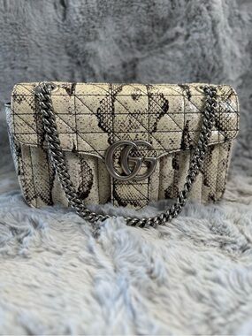 Gucci GG Marmont Small Python Shoulder Bag